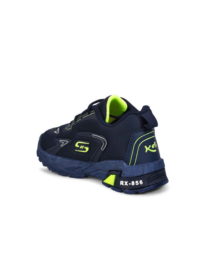 KATS Boys Textured Lightweight Memory Foam Insole Sneakers in Navy Blue - Image 3