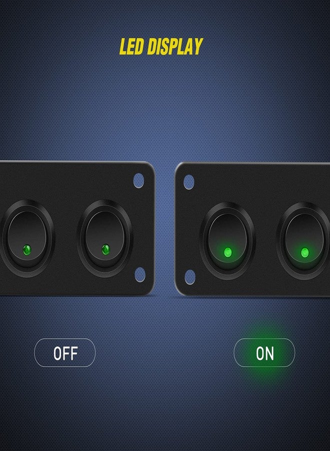 Nilight 5 Gang 3 Pin Rocker Switch Panel 20A Waterproof On Off 12V Green Toggle for Cars Trucks Boats - Image 3