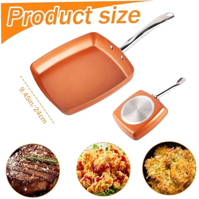 KASTWAVE 95 Inch Square NonStick Frying Pan Suitable For Induction Cookers On Gas Electric Stoves Scratch Resistant Heats Quickly And Evenly Easy To Clean Healthy Cooking Pan For Home - Image 4