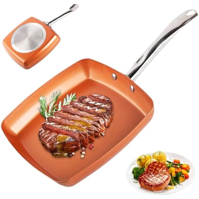 KASTWAVE 95 Inch Square NonStick Frying Pan Suitable For Induction Cookers On Gas Electric Stoves Scratch Resistant Heats Quickly And Evenly Easy To Clean Healthy Cooking Pan For Home - Image 2