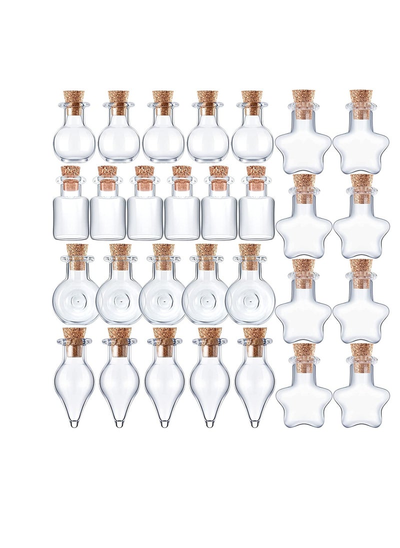 SYOSI - Small Mini Glass Bottles Tiny Jars With Cork Stoppers 5 Shapes Tiny Wishing Drifting Bottle for Wedding Party DIY Decoration Bead Containers Arts and Crafts DIY Projects Classic Shape 50Pcs (2) (1) - Image 1