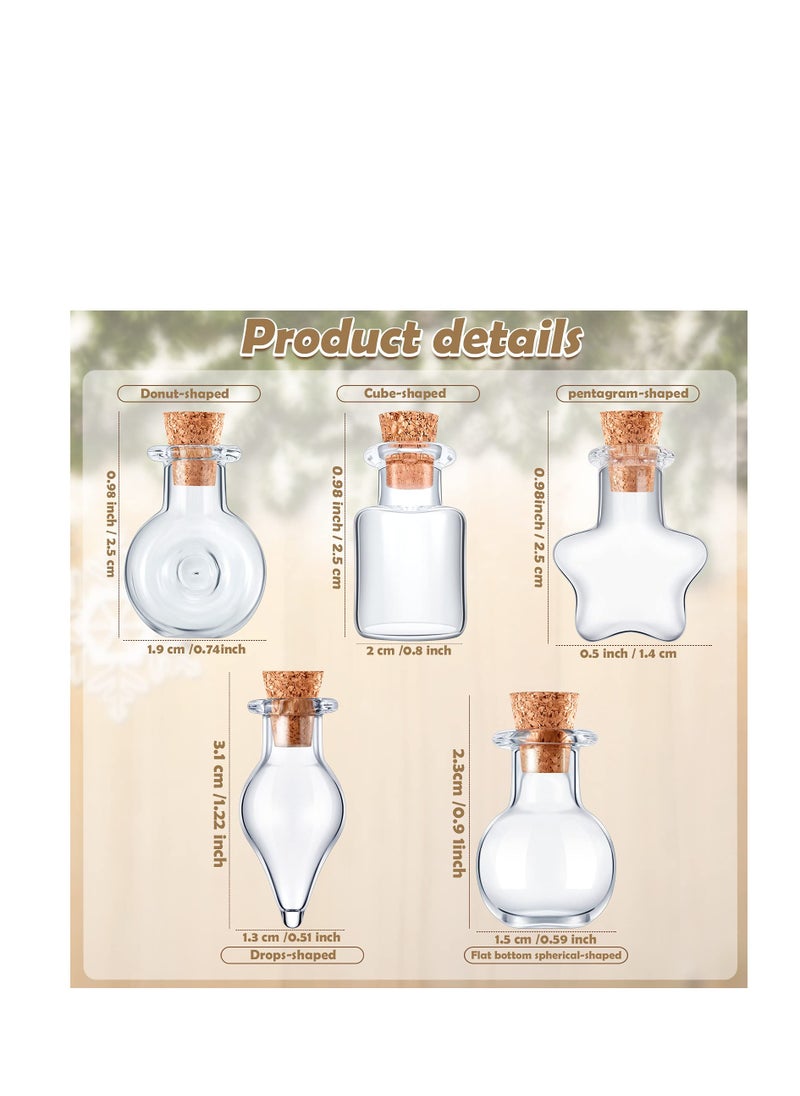 SYOSI - Small Mini Glass Bottles Tiny Jars With Cork Stoppers 5 Shapes Tiny Wishing Drifting Bottle for Wedding Party DIY Decoration Bead Containers Arts and Crafts DIY Projects Classic Shape 50Pcs (2) (1) - Image 1