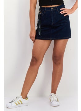 Only & Sons Women Solid Denim Mini Skirt, Navy  - Image 1