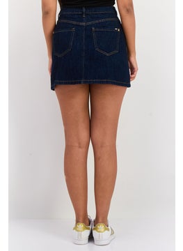 Only & Sons Women Solid Denim Mini Skirt, Navy  - Image 3