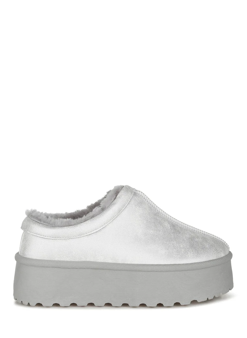 London Rag Faux Leather Platform Classic Slip-On in Silver