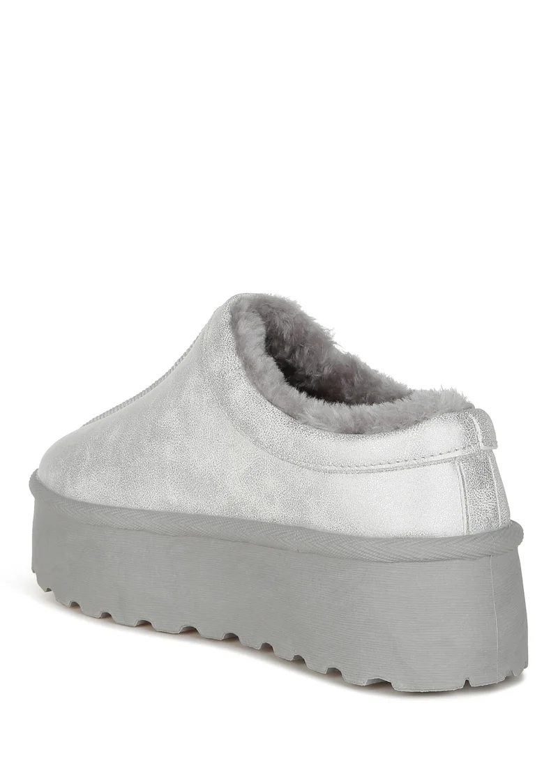 London Rag Faux Leather Platform Classic Slip-On in Silver