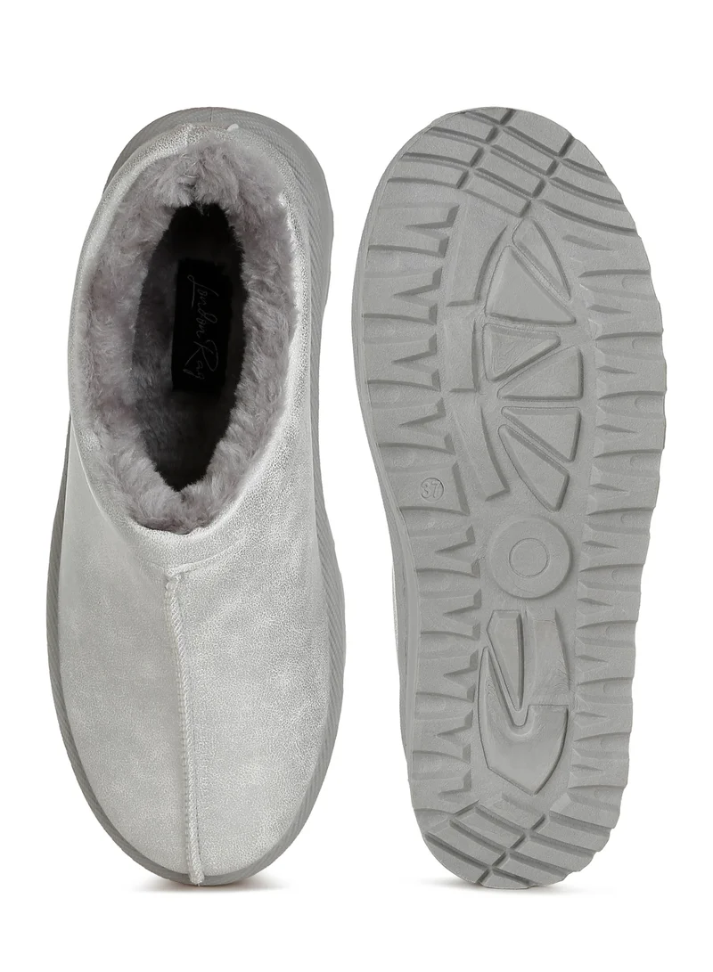London Rag Faux Leather Platform Classic Slip-On in Silver