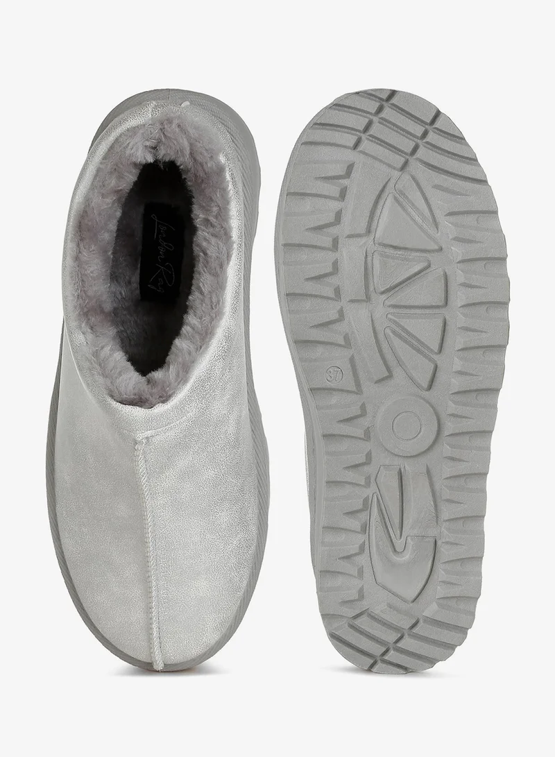 London Rag Silver Faux Leather Platform Classic Slip-On in Silver for Women | Best Price UAE