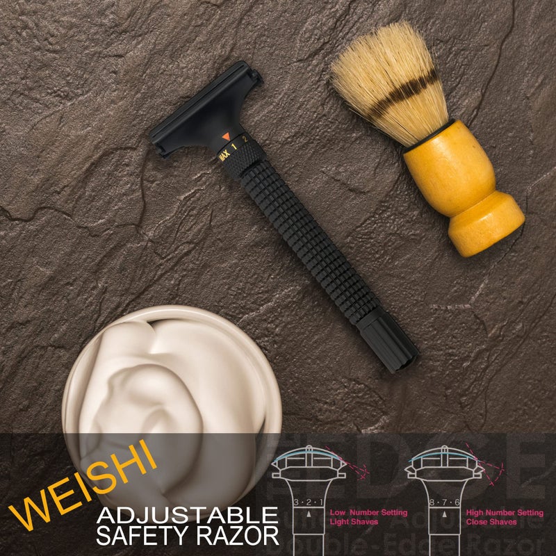 WEISHI Butterfly Open Double Edge Safety Razor Nostalgic Adjustable Matte Black - Image 4