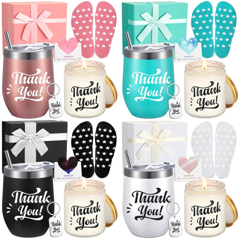 Tioncy Tioncy 24 Pcs Thank You Gift Baskets for Women Teacher Back to School Spa Birthday Wedding Appreciation Boxes Nurse Employee Basket Relaxation Key Chain Mug Card Sock for CoworkerThank You