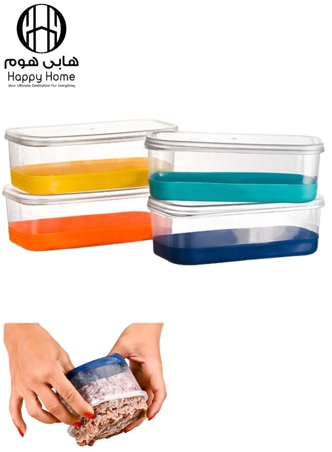 Happy Home 2-Piece 1000ML Push-Pop Silicone-Based Food Storage Container Set – Refrigerator & Deep Freezer Organizer – Versatile Kitchen Storage for Meals, Fruits, Vegetables, Meat, Beans, Snacks & Dry Foods – Practical, Flexible Design for Easy Access and Daily Organization - Image 1