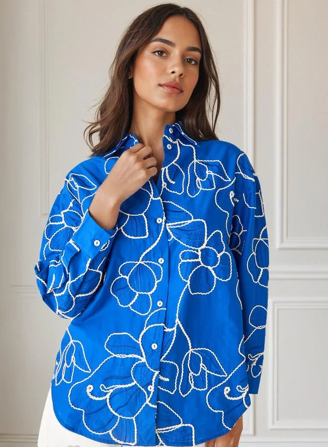 Iconic Iconic Oversized Schiffli Embroidered Shirt