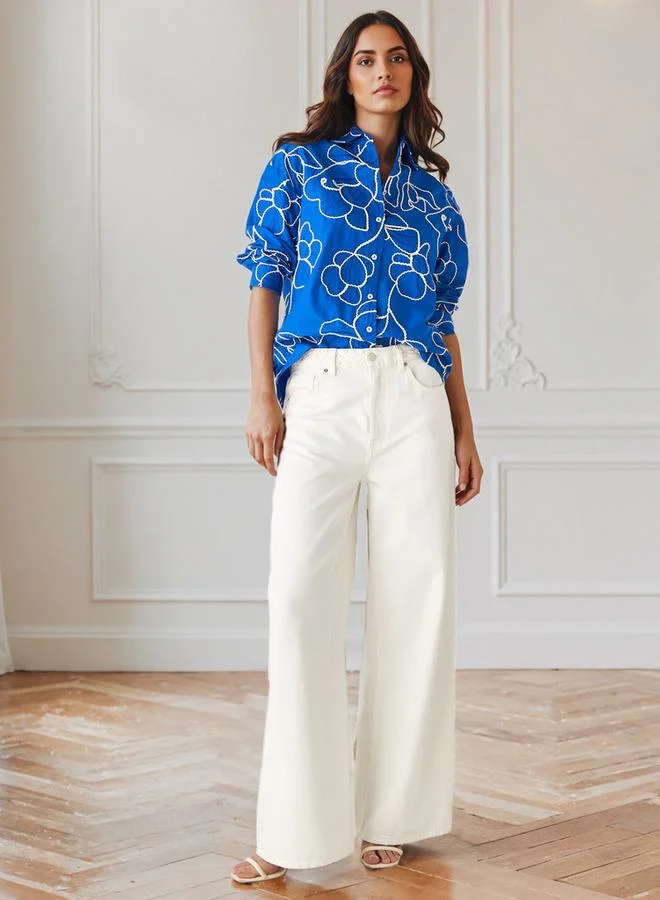 Iconic Iconic Oversized Schiffli Embroidered Shirt