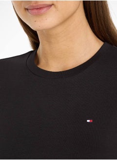TOMMY HILFIGER Women's Flag Embroidery Slim Fit T-Shirt -  Pure cotton, Black  - Image 5