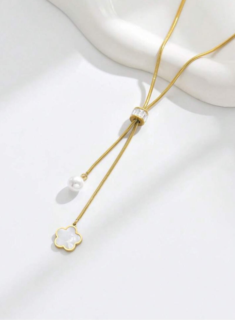 إيكوال سلسال نسائي أنيق من الاستانلس ستيل مطلي باللون الذهبي - Image 3