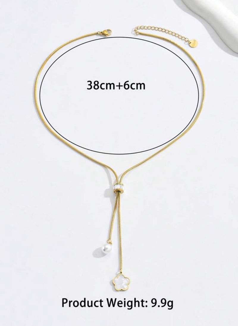 إيكوال سلسال نسائي أنيق من الاستانلس ستيل مطلي باللون الذهبي - Image 4