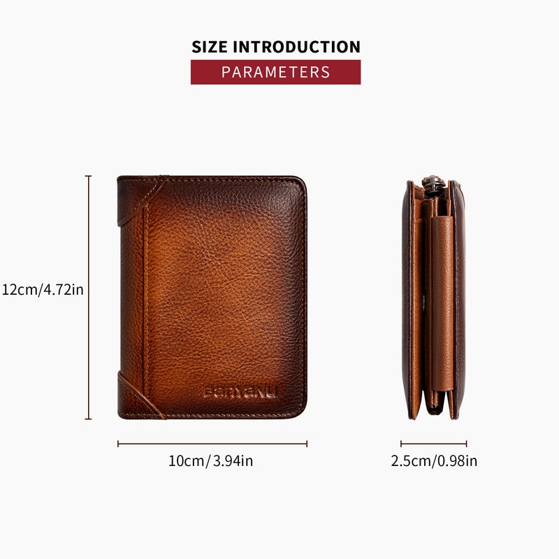 banyanu Genuine Leather Wallet for Men - Top Grain Cowhide, 3-Fold, Multi-Card Storage, Dark Snap Closure, Urban Minimalist Style - Image 5