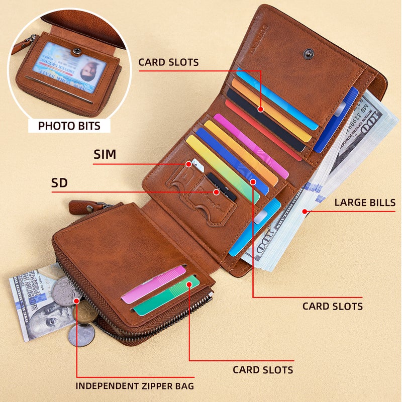 banyanu Genuine Leather Wallet for Men - Top Grain Cowhide, 3-Fold, Multi-Card Storage, Dark Snap Closure, Urban Minimalist Style - Image 2