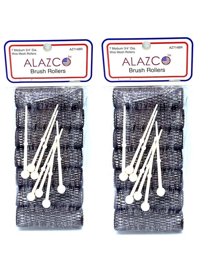 ALAZCO 14 Pc Vintage Style Hair Roller Medium Brush Rollers & Pins Mesh Hair Curlers With Bristles 2.5"X 3/4" With Flexible Locking Pins - Image 2
