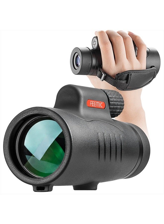 FEEMIC منظار أحادي عالي القوة 8x42، منظار مدمج محمول مقاوم للماء، مقاوم للضباب، مقاوم للصدمات مع حزام يد للبالغين والأطفال لمشاهدة الطيور، الصيد، التخييم، المشي، السفر، الحياة البرية، المناظر الطبيعية - Image 1