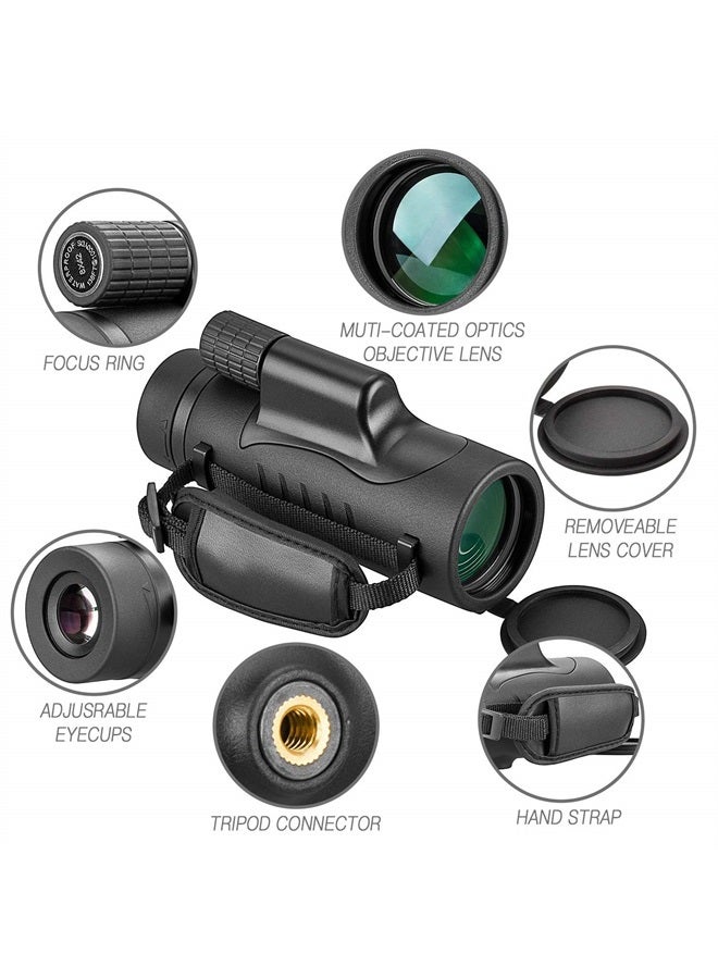 FEEMIC منظار أحادي عالي القوة 8x42، منظار مدمج محمول مقاوم للماء، مقاوم للضباب، مقاوم للصدمات مع حزام يد للبالغين والأطفال لمشاهدة الطيور، الصيد، التخييم، المشي، السفر، الحياة البرية، المناظر الطبيعية - Image 2