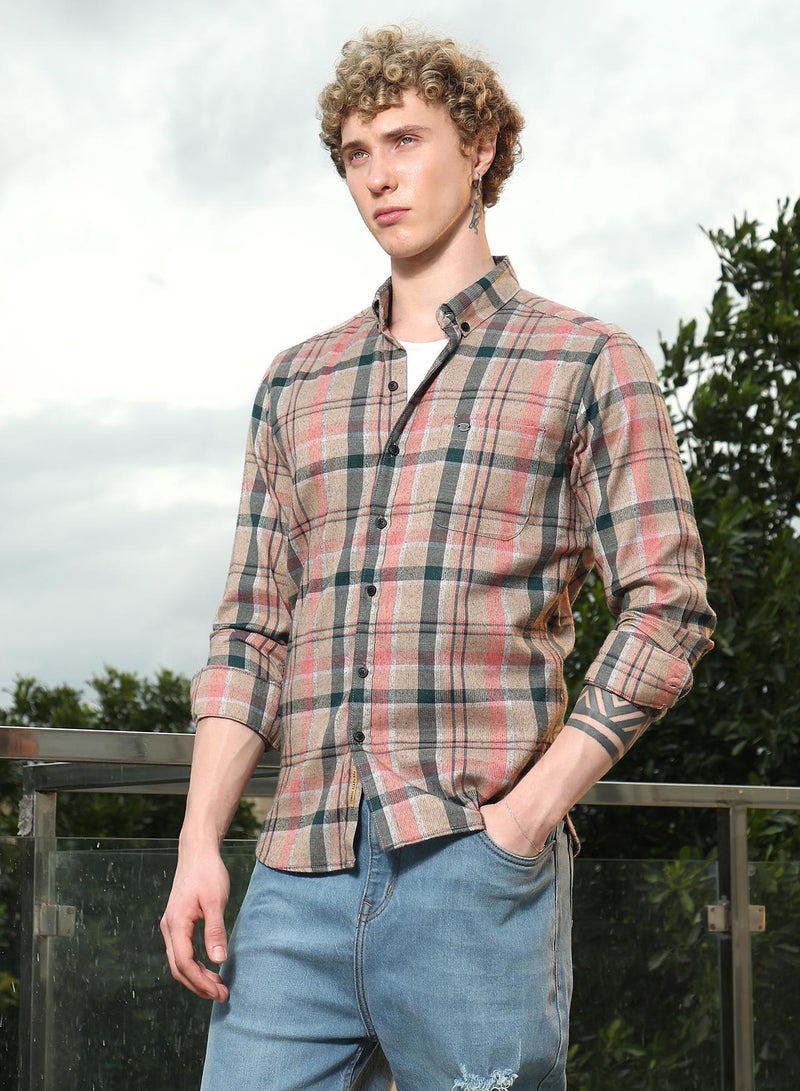 Campus Sutra Men's Slim Fit Tartan Check Cotton Polyester Blend Shirt - Image 3