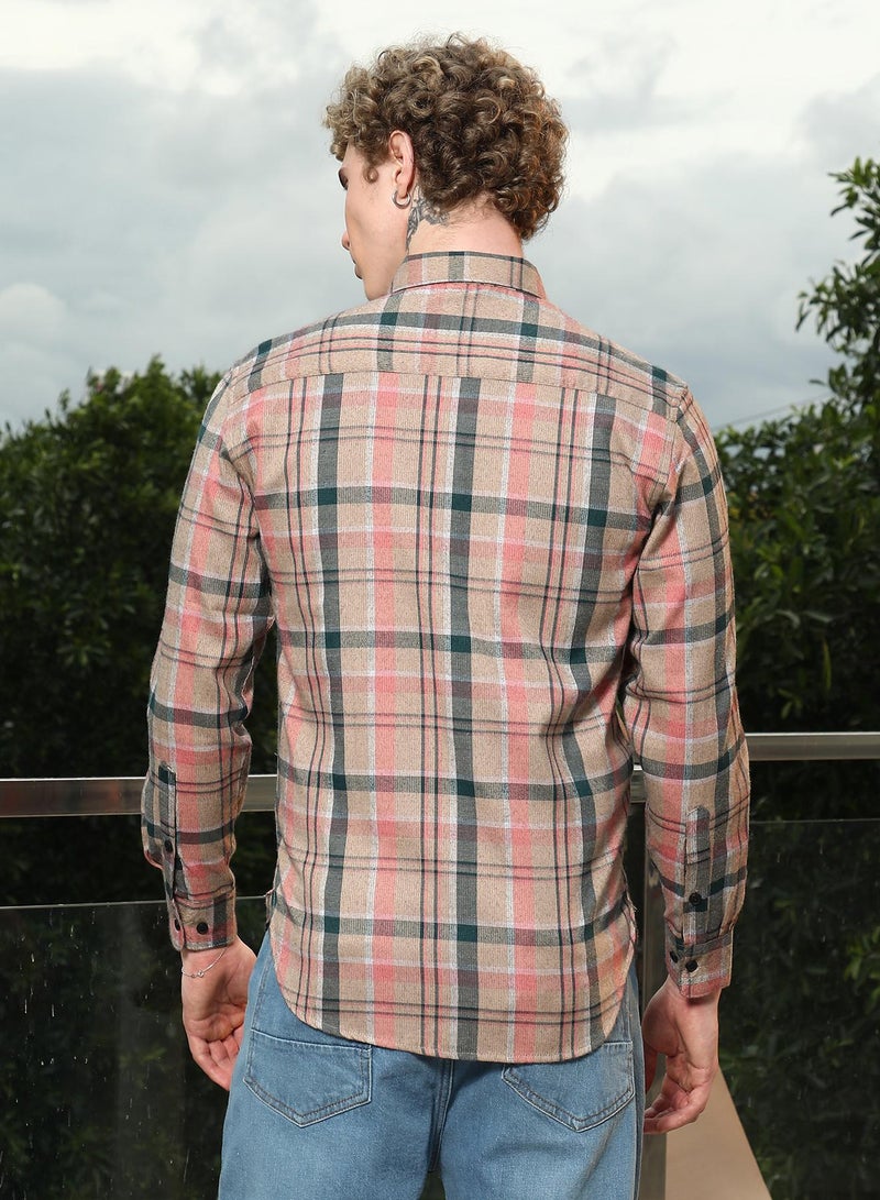 Campus Sutra Men's Slim Fit Tartan Check Cotton Polyester Blend Shirt - Image 5