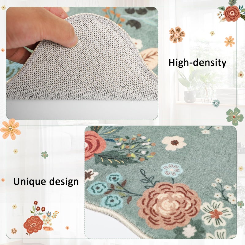 Homcomoda Floral Kitchen Rugs Mats for Floor 3PC, Farmhouse Non Slip Kitchen Rug Runner, Washable Non Skid Kitchen Rugs, Comfort Standing Mat for Laundry, Desk, Bar, Office - Image 5