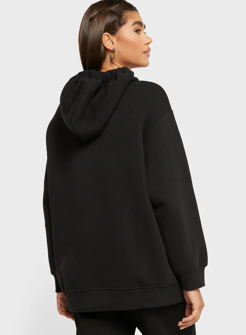 MONKI Drawstring Cuffed Hoodie
