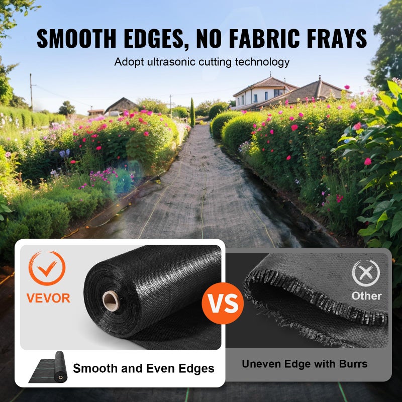 VEVOR قماش عشب VEVOR للحواجز، 6*100FT قماش حديقة مقاوم للأعشاب، قماش تحكم بالأعشاب من PP المنسوج، قماش ممر السيارات، قماش جيوتكستايل للتنسيق الحدائقي، غطاء أرضي، حصار للأعشاب، أسود - Image 4