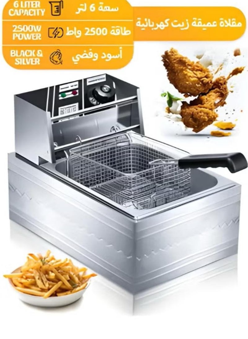 6 Quart Stainless Steel Deep Oil Fryer with Basket Strainer  Large Volume  Adjustable Temperature and Timer  Perfect Chicken  Shrimp French Fries Potato Chips and More  Removable Oil Container - Image 2