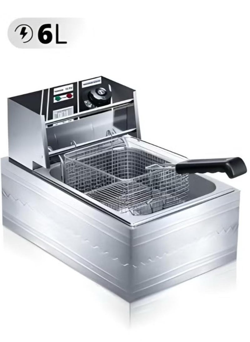 6 Quart Stainless Steel Deep Oil Fryer with Basket Strainer  Large Volume  Adjustable Temperature and Timer  Perfect Chicken  Shrimp French Fries Potato Chips and More  Removable Oil Container - Image 3