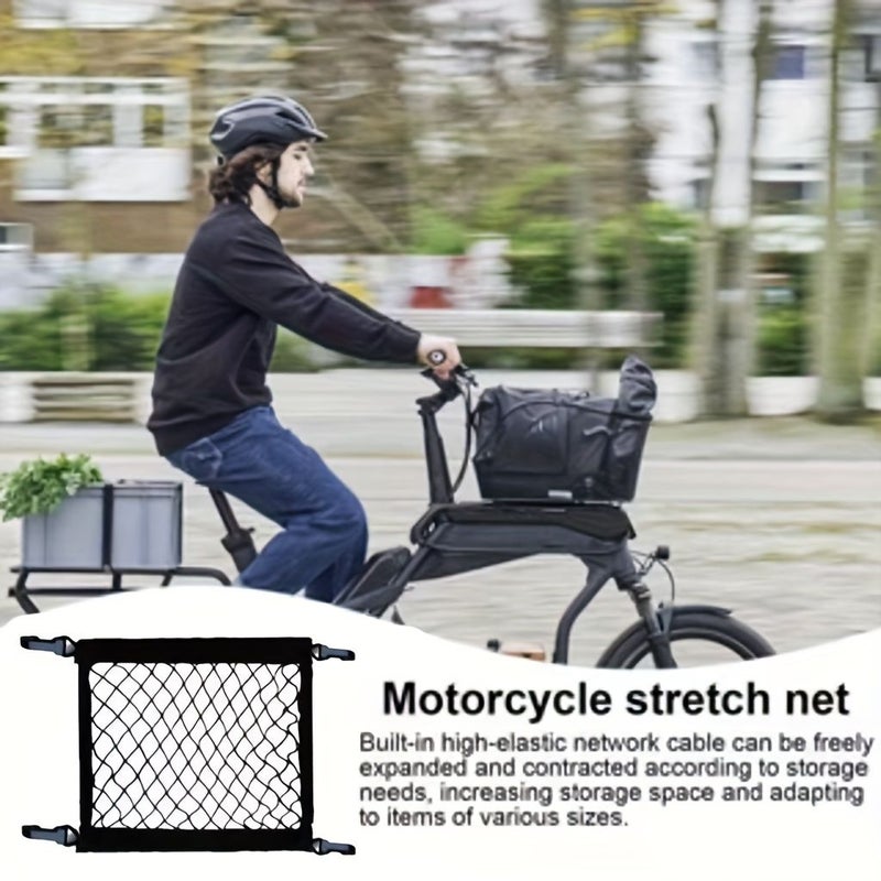 Black 360 Degree Motorcycle Cargo Net with 4 Adjustable Hooks - Image 3