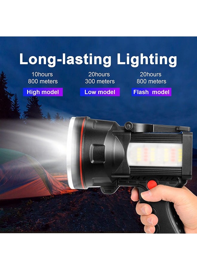 XiuWoo - Bright Rechargeable Flashlight, Handheld 12800mAh High Power LED Spotlight Power Display Searchlight with Lantern and Power Bank Function for Home Security, Camping, Boating, Hunting - Image 1