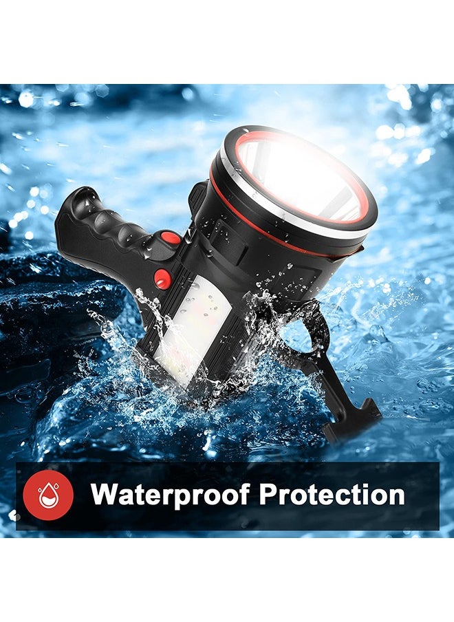 XiuWoo - Bright Rechargeable Flashlight, Handheld 12800mAh High Power LED Spotlight Power Display Searchlight with Lantern and Power Bank Function for Home Security, Camping, Boating, Hunting - Image 1