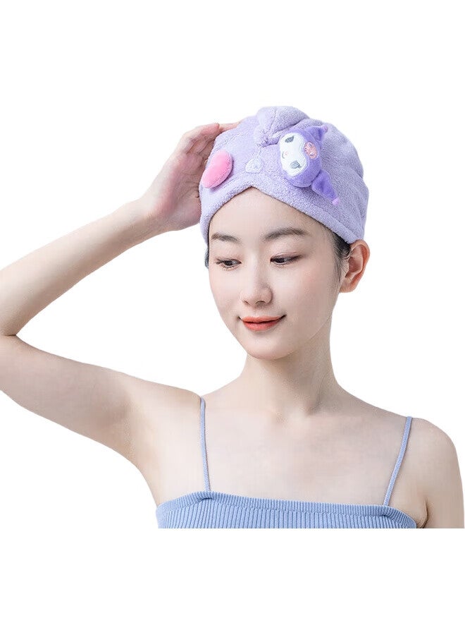 Miniso Kuromi 3D Antibacterial Hair Drying Cap, Portable Hair Wiping Quick-Drying Towel, 60X23Cm - Image 1