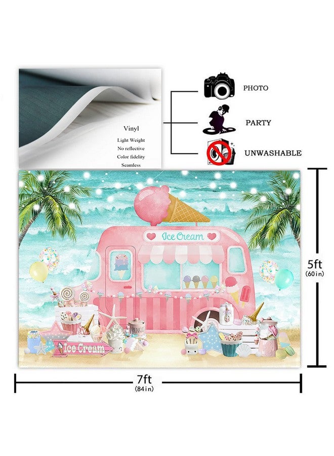 Avezano Ice Cream Party Backdrop Summer Ice Cream Truck Birthday Party Decorations Here'S The Scoop Baby Shower Party Photo Background Cake Smash Banner (7X5Ft) - Image 3