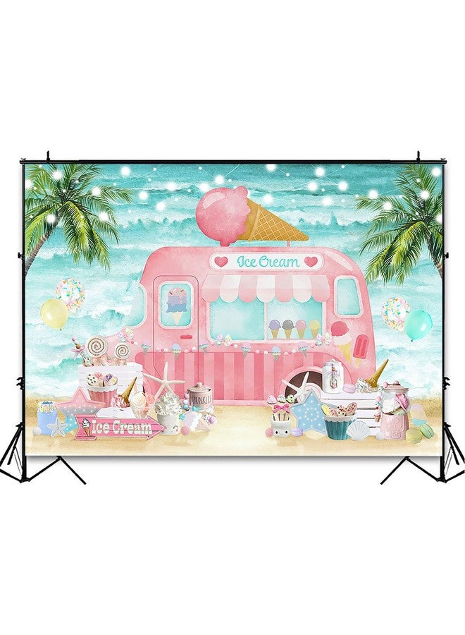 Avezano Ice Cream Party Backdrop Summer Ice Cream Truck Birthday Party Decorations Here'S The Scoop Baby Shower Party Photo Background Cake Smash Banner (7X5Ft) - Image 5