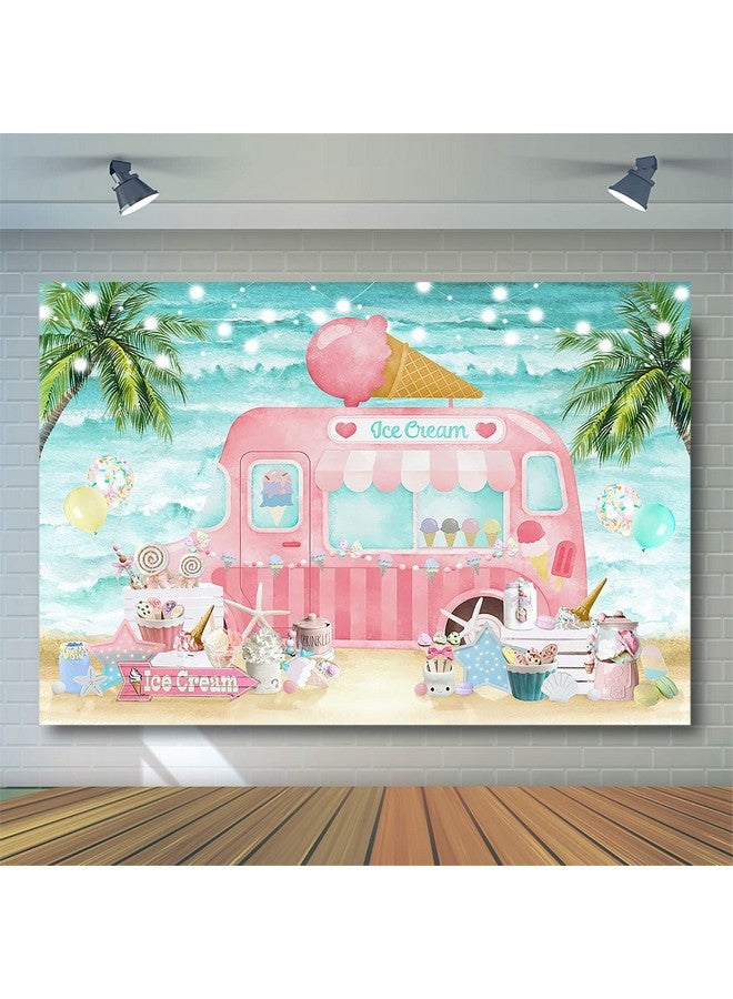 Avezano Ice Cream Party Backdrop Summer Ice Cream Truck Birthday Party Decorations Here'S The Scoop Baby Shower Party Photo Background Cake Smash Banner (7X5Ft) - Image 4