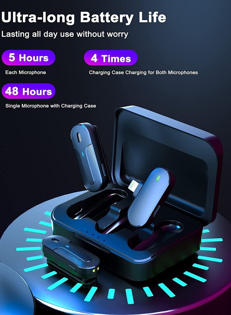 Wireless Lavalier Microphone for iPhone iPad 2 Pack Mini Microphone with Charging Case 2.4G Ultra-Low Delay 90ft Transmission Wireless Mic for Video Recording Vlog Interview Tiktok YouTube  - Image 2