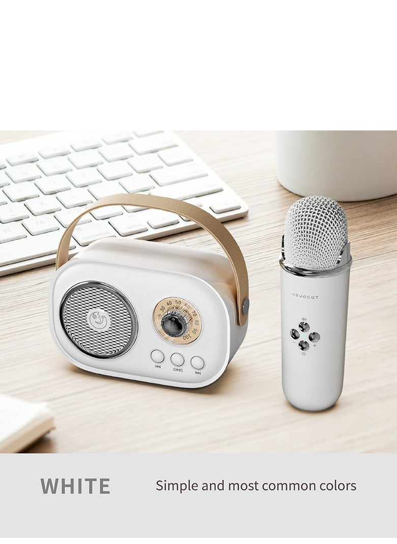 GULFLINK - C20 PLUS Mini Wireless BT Audio Home Singing Karaoke Integrated Microphone Speaker Stereo Home KTV Set Handsfree Call White - Image 1
