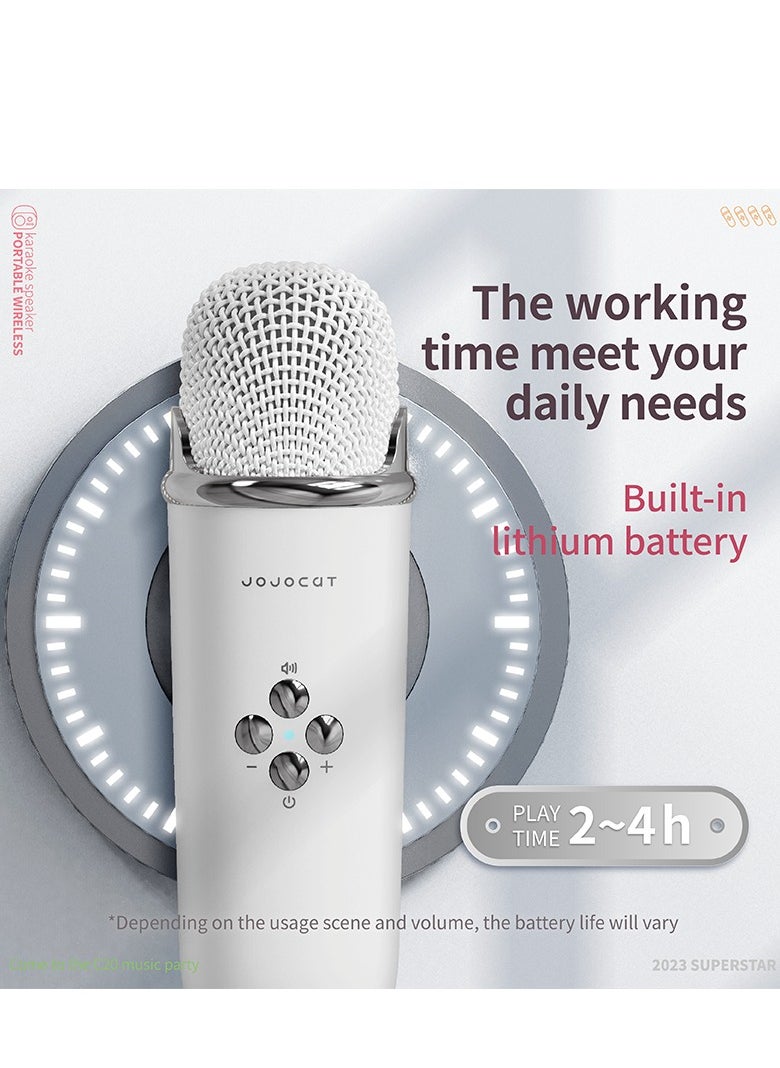 GULFLINK - C20 PLUS Mini Wireless BT Audio Home Singing Karaoke Integrated Microphone Speaker Stereo Home KTV Set Handsfree Call White - Image 1