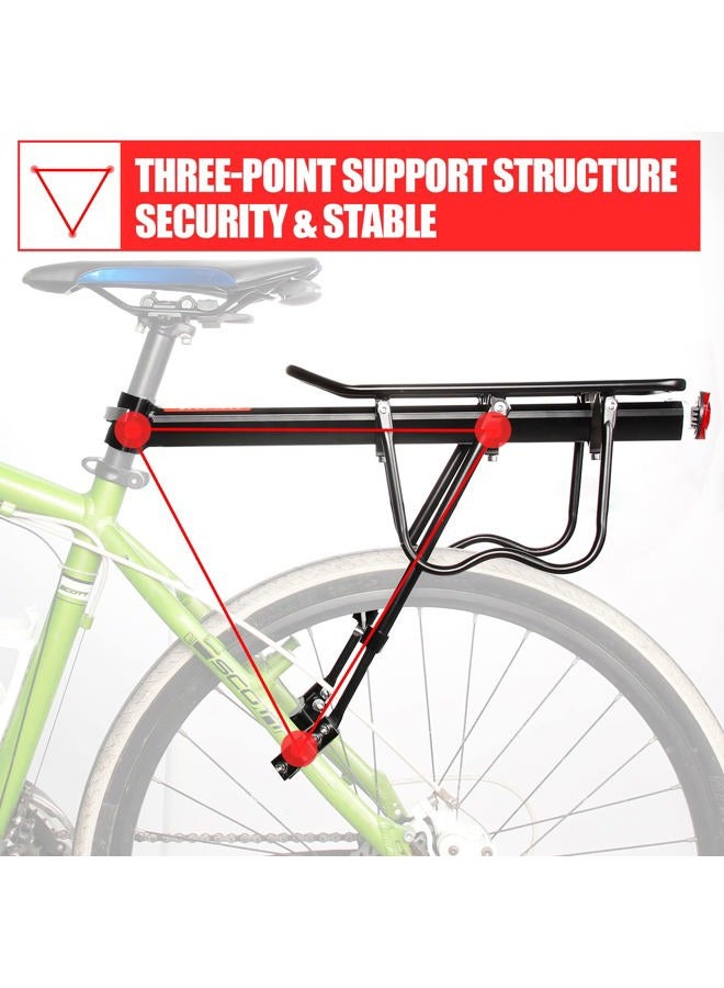 HOMEE Rear Bike Rack, 110 lbs / 50KGS Bike Cargo Racks Frame Aluminum Alloy Universal Adjustable Cycling Equipment Stand Footstock Bicycle Luggage Carrier with Tools and Reflector for 26"-29" Frames - Image 3