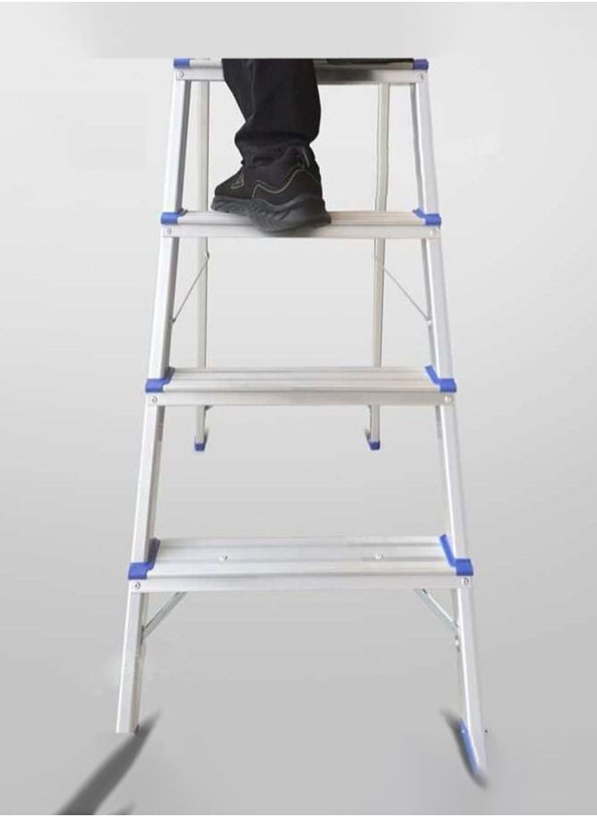SUNRISE - 8 Steps Ladder Aluminum Folding Step Stool With Anti Slip Sturdy And Wide Pedal Light Weight Portable Multi Use Stepladder For Home And Kitchen Use Space Saving - Image 1