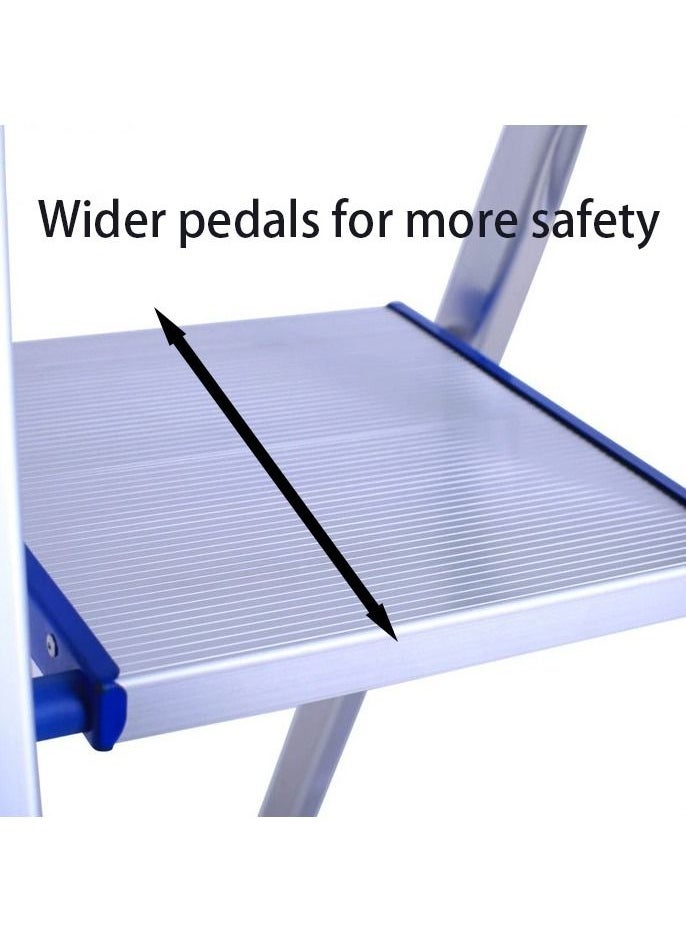 SUNRISE - 8 Steps Ladder Aluminum Folding Step Stool With Anti Slip Sturdy And Wide Pedal Light Weight Portable Multi Use Stepladder For Home And Kitchen Use Space Saving - Image 1