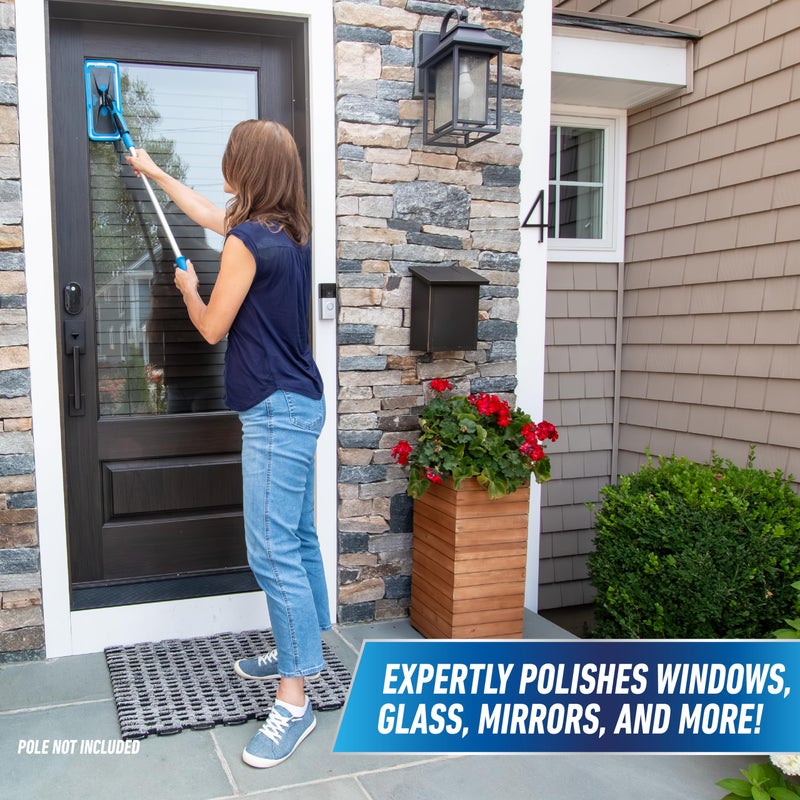 UNGER ProClean Connect and Clean Indoor Window Cleaning Kit, Washing Tool with Swivel Head for Tight Corners and Edges, Streak-Free Results on Glass and Mirrors, Reusable Microfiber Pads - Image 4