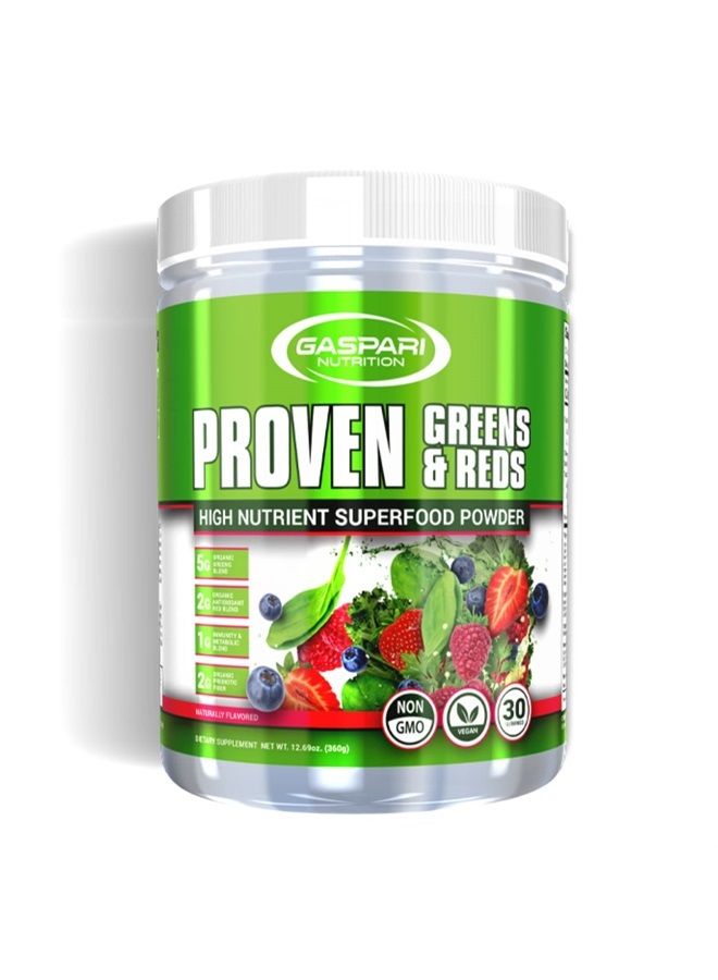 Gaspari Nutrition Greens and Reds: Organic Superfood Powder, Immune Support, Probiotics and Fiber, Vegan and Non-GMO, (30 Servings, Naturally Flavored) - Image 1