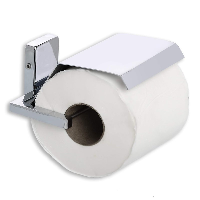 BLEQYS Stainless Steel Toilet Paper Holder with Mobile Stand Wall Mounted Tissue Paper Holder with Shelf Brushed Stainless Steel No Drill Tissue Roll Holder Bathroom - Image 1
