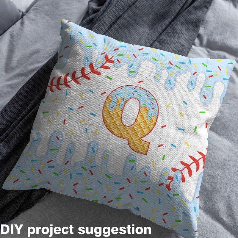 Erosebridal Baseball Ice Cream Upholstery Fabric Personalized Initial Outdoor Fabric By The Yard 2 Yard Blue Ice Cream Drip Waterproof Fabrics for Chairs Sports Games DIY Decor - Image 4