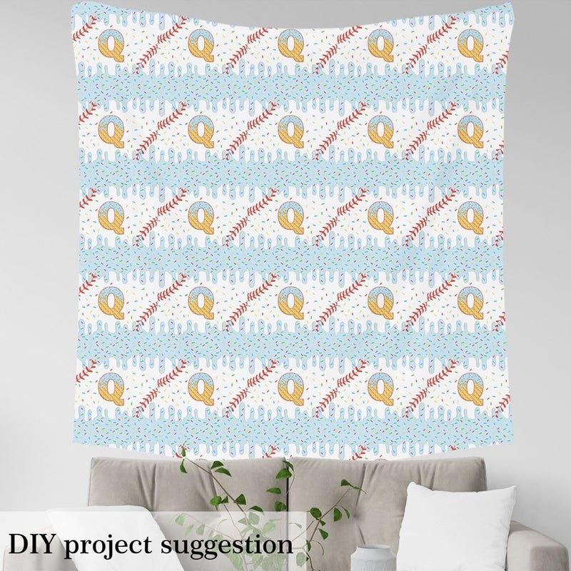 Erosebridal Baseball Ice Cream Upholstery Fabric Personalized Initial Outdoor Fabric By The Yard 2 Yard Blue Ice Cream Drip Waterproof Fabrics for Chairs Sports Games DIY Decor - Image 3